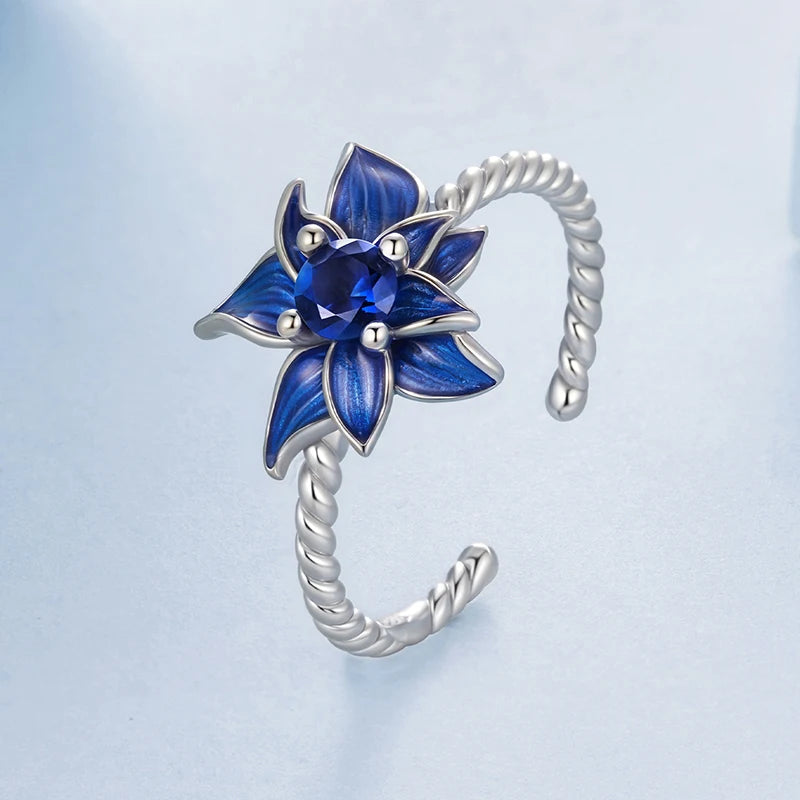 Bague Lotus Bleu en Argent 925