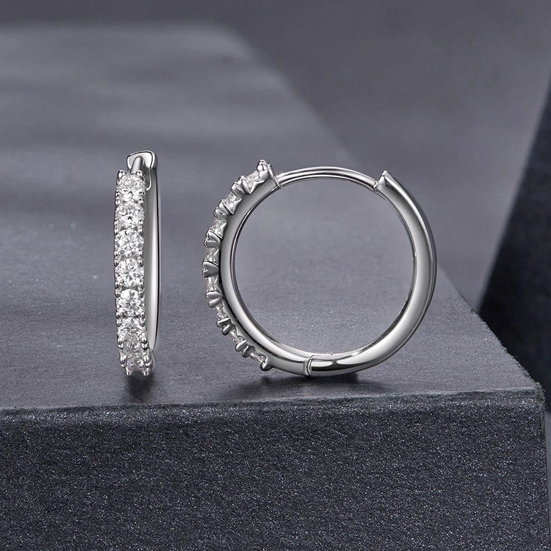 Créoles Rondes Moissanite de Mariage en Argent 925
