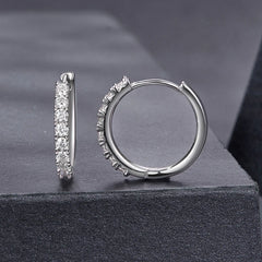 Créoles Rondes Moissanite de Mariage en Argent 925