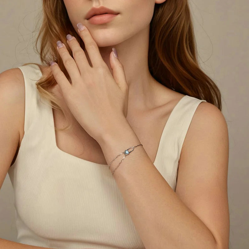 Bracelet Aigue-Marine Naturelle en Argent 925