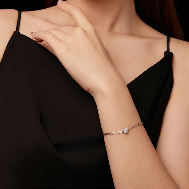 Bracelet Moissanite Étincelant en Argent 925 avec Certificat