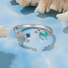 Bague Ajustable Tortue de Mer en Argent 925