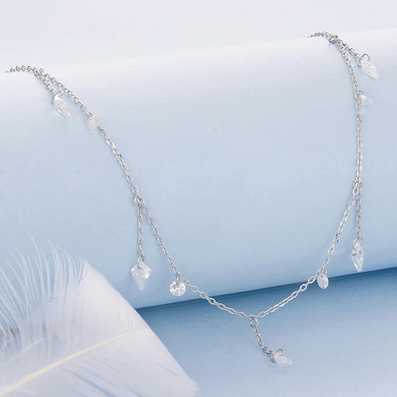 Collier Pendentif Zircon Dansant en Argent 925