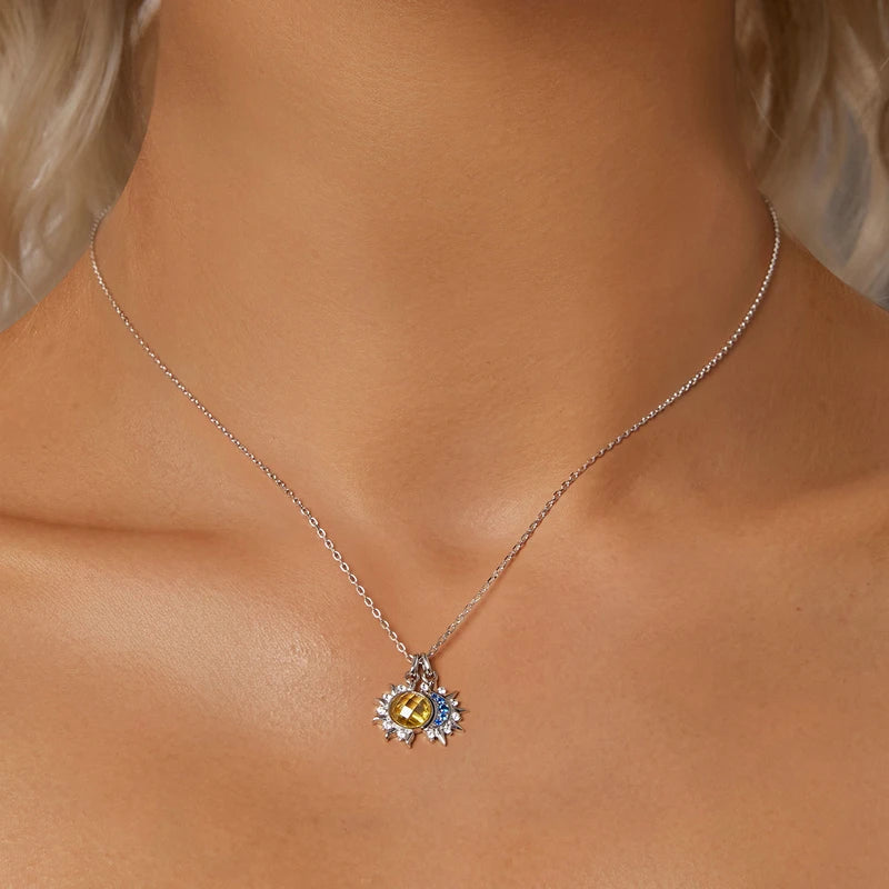 Collier Pendentif Soleil et Lune en Argent 925