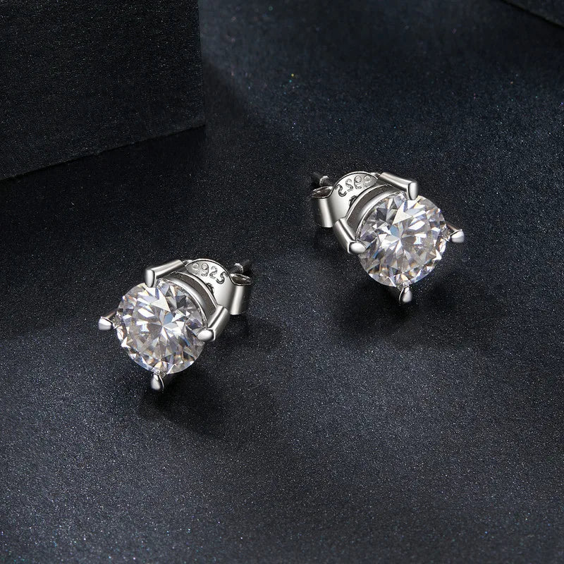 Boucles d'Oreilles Puces Moissanite 1ct en Argent 925 avec Certificats