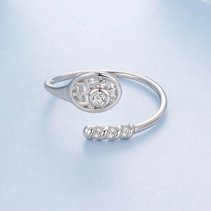 Bague Ajustable Nœud Tennis en Argent 925