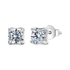 Boucles d'Oreilles Puces Moissanite Taille Carrée 0,5ct en Argent 925