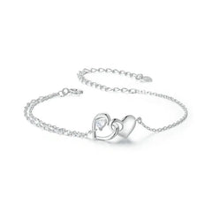 Bracelet Double Cœur en Argent 925