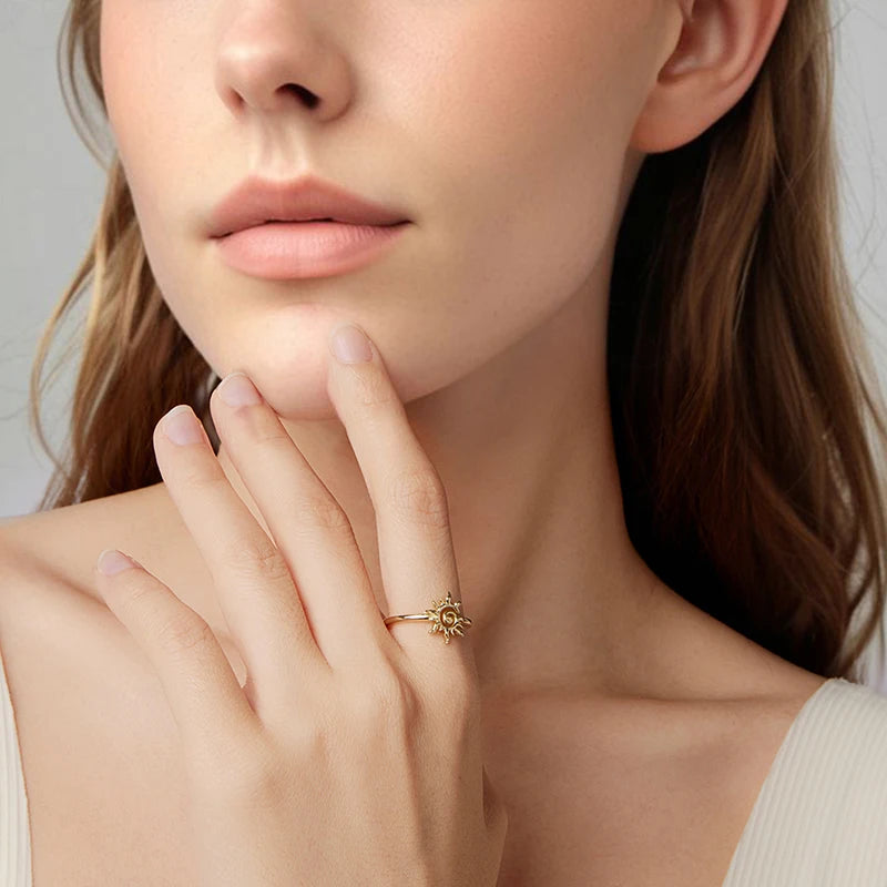 Bague Ajustable Soleil en Argent 925