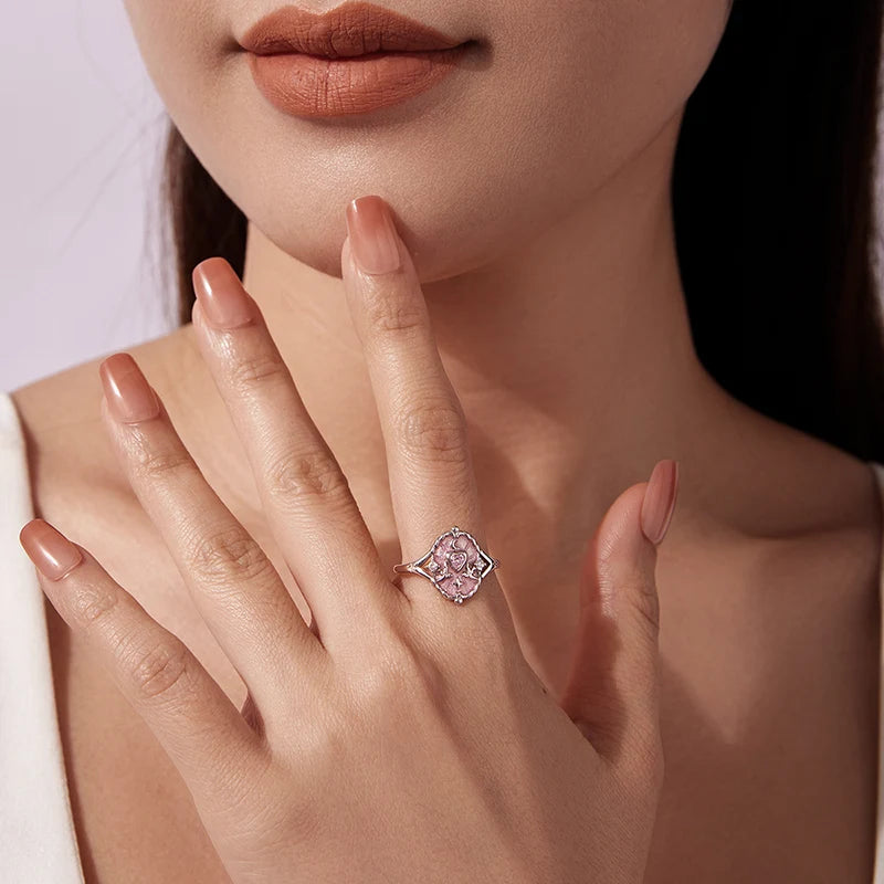 Bague Ajustable Carte de Tarot Les Amoureux en Argent 925