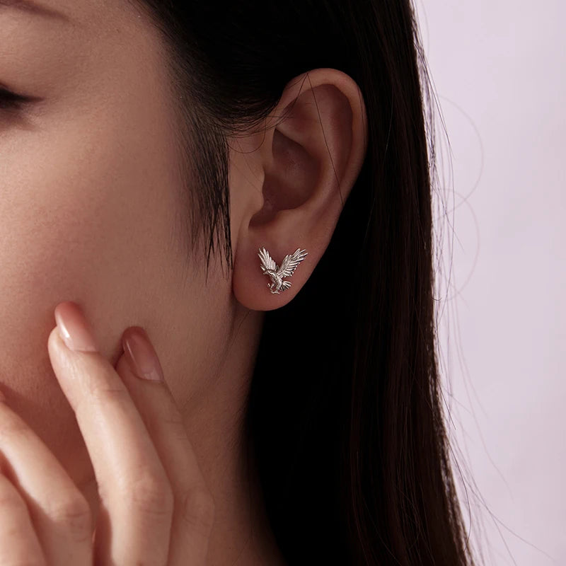 Boucles d'Oreilles Puces Aigle en Argent 925