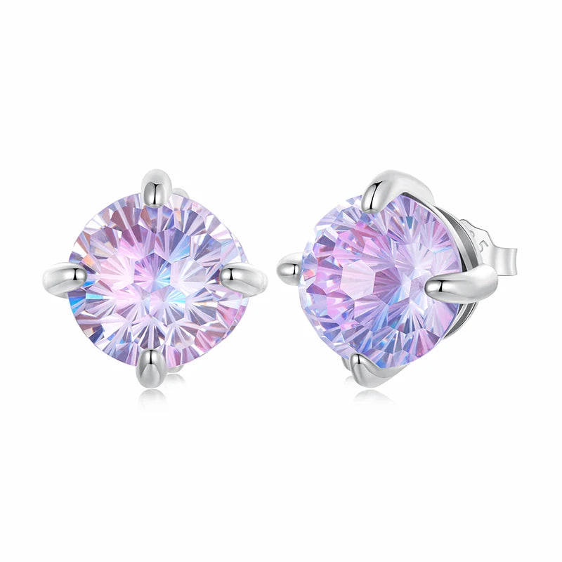 Boucles d'Oreilles Puces Pierre Feu d'Artifice en Argent 925