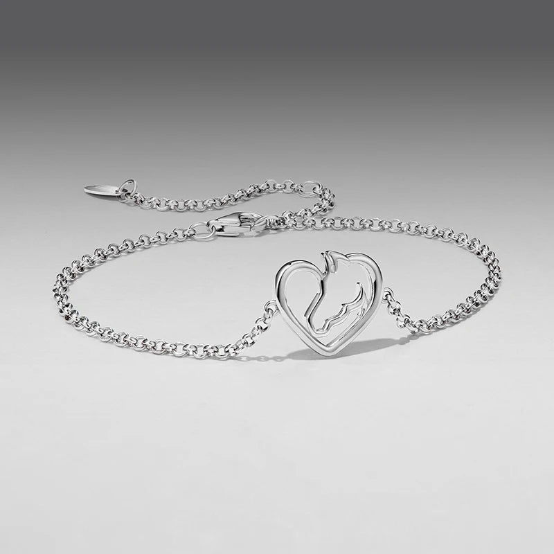 Bracelet à Breloque Cheval en Argent 925