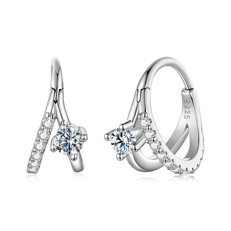 Créoles Double Rang Moissanite en Argent 925 avec Certificat