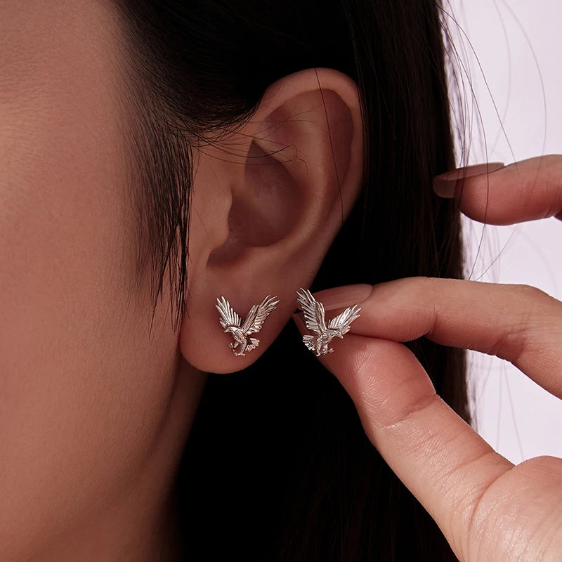 Boucles d'Oreilles Puces Aigle en Argent 925