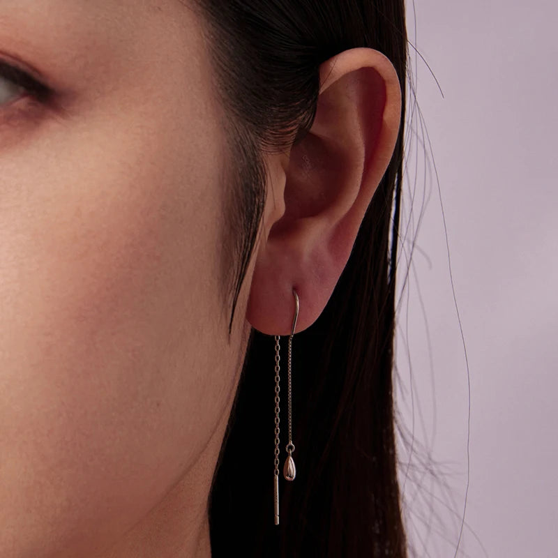 Boucles d'Oreilles Pendantes Goutte à Pampille en Argent 925