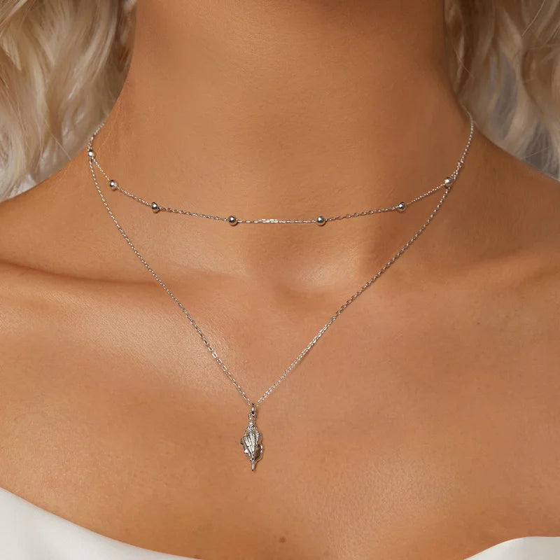 Collier Pendentif Conque en Argent 925