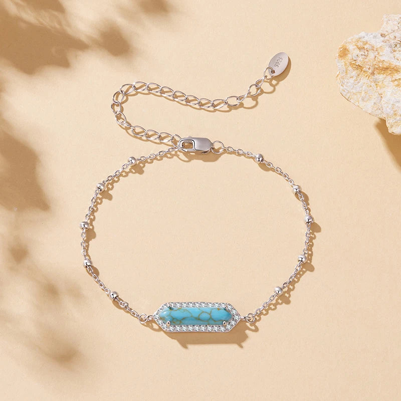 Bracelet Turquoise Minimaliste en Argent 925