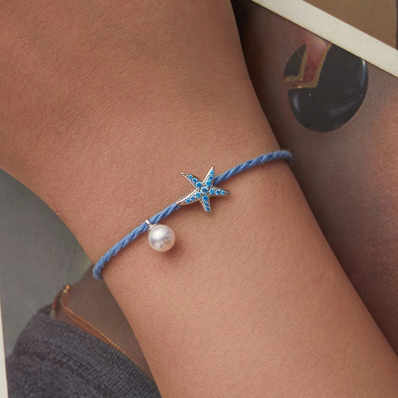 Bracelet Perles Coquillage et Étoile de Mer en Argent 925