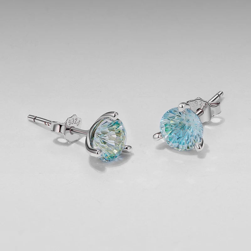Boucles d'Oreilles Puces Pierre Feu d'Artifice en Argent 925