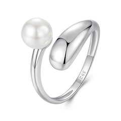 Bague Ajustable Perle Coquillage en Argent 925