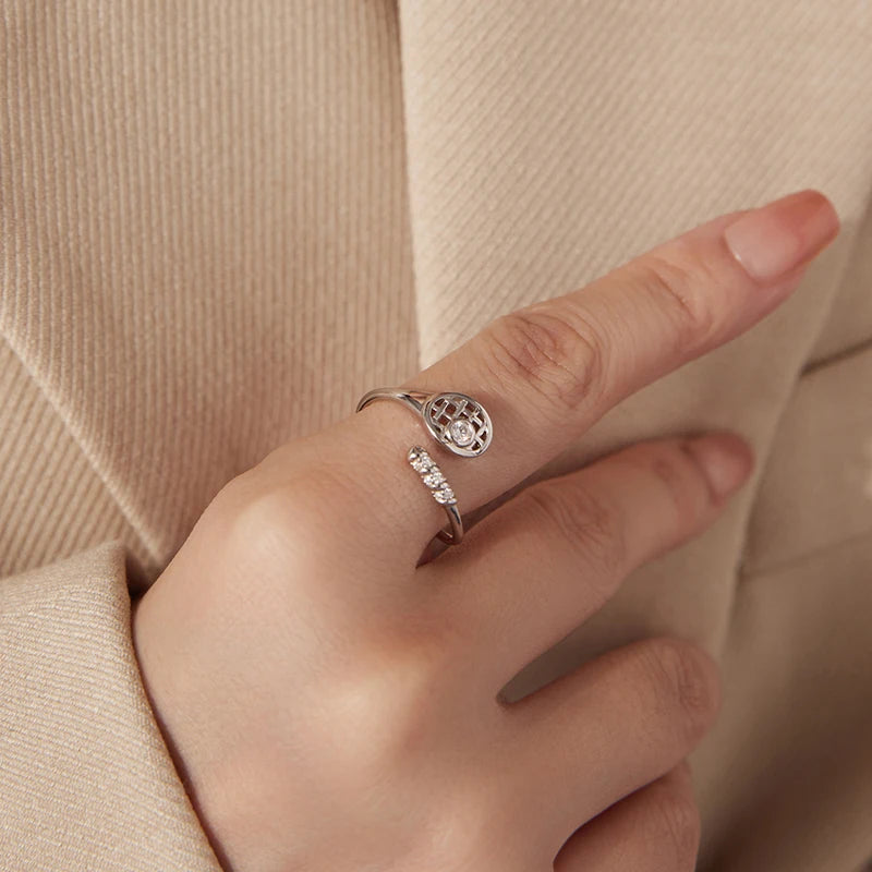 Bague Ajustable Nœud Tennis en Argent 925