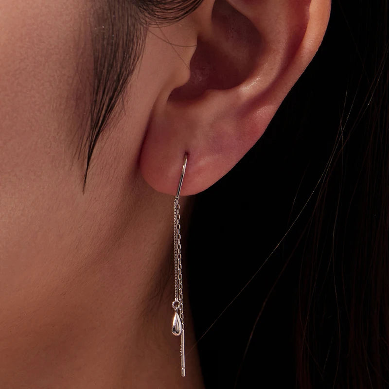 Boucles d'Oreilles Pendantes Goutte à Pampille en Argent 925