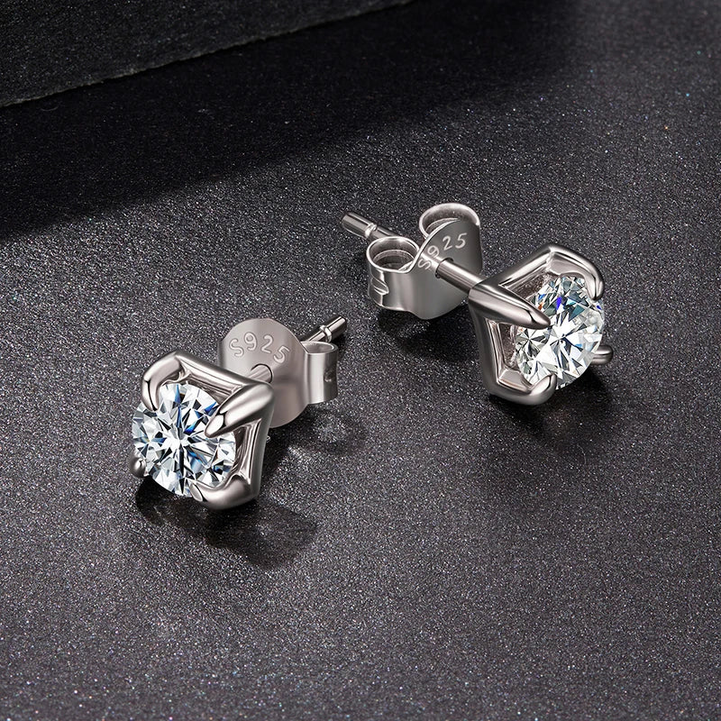 Boucles d'Oreilles Puces Moissanite Taille Carrée 0,5ct en Argent 925