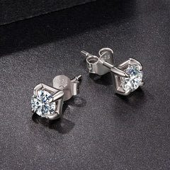 Boucles d'Oreilles Puces Moissanite Taille Carrée 0,5ct en Argent 925