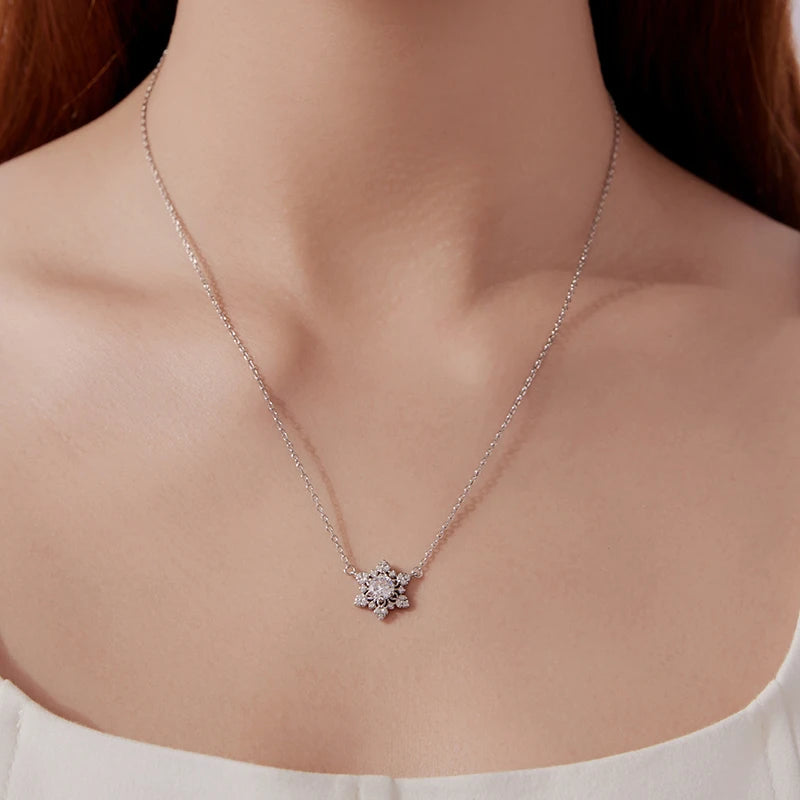 Collier Pendentif Fleur de Givre en Argent 925