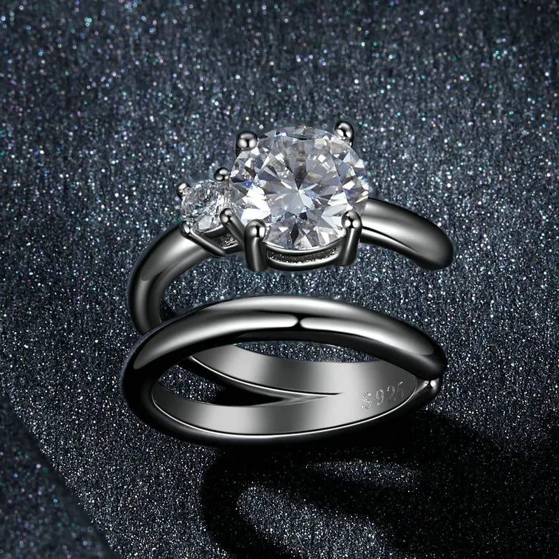 Boucle d'Oreille Cartilage Moissanite Double Rang en Argent 925 avec Certificat