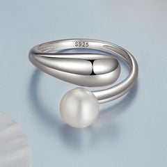 Bague Ajustable Perle Coquillage en Argent 925
