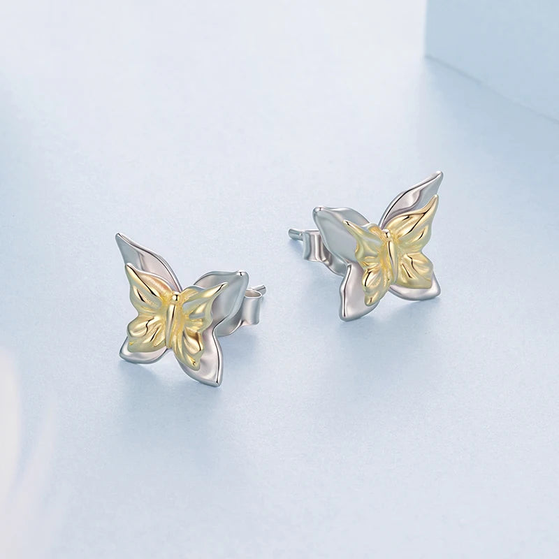Boucles d'Oreilles Puces Papillon en Argent 925