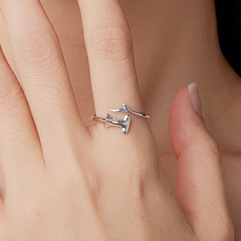 Bague Ajustable Requin-Marteau en Argent 925