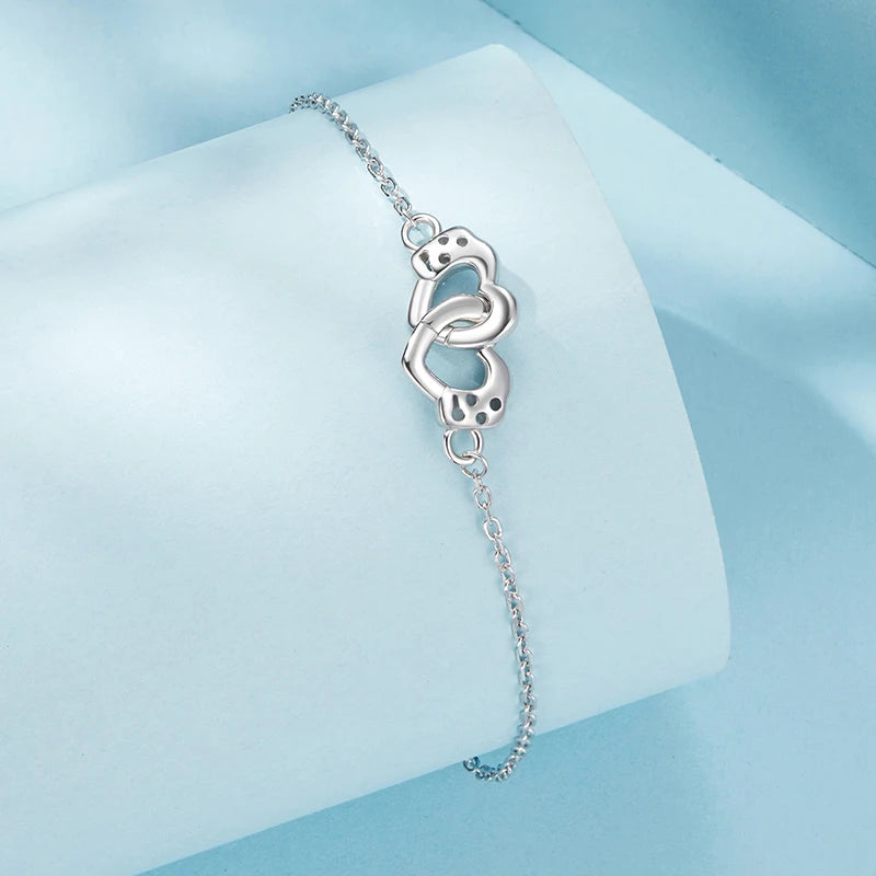 Bracelet Menottes Cœur en Argent 925