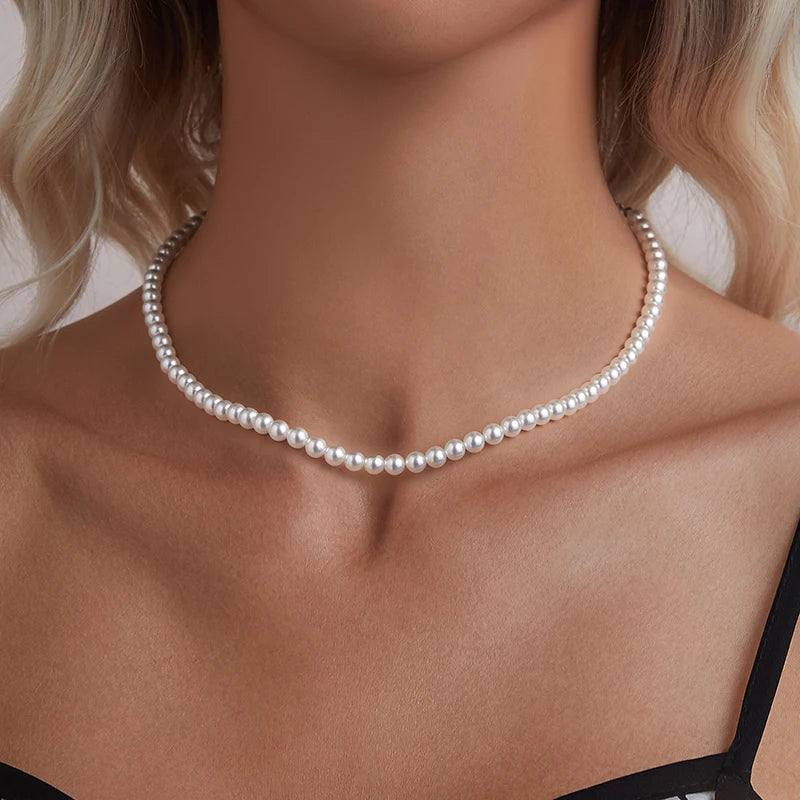 Collier Perles de Coquillage 5mm en Argent 925