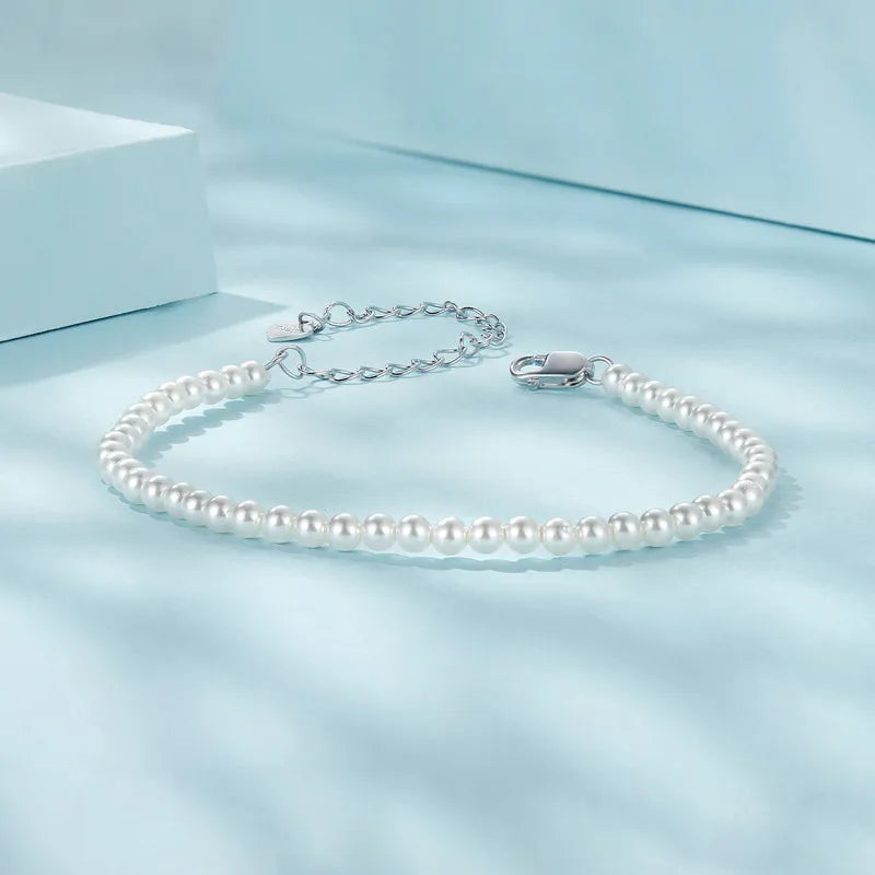Bracelet en Nacre Blanche et Argent 925
