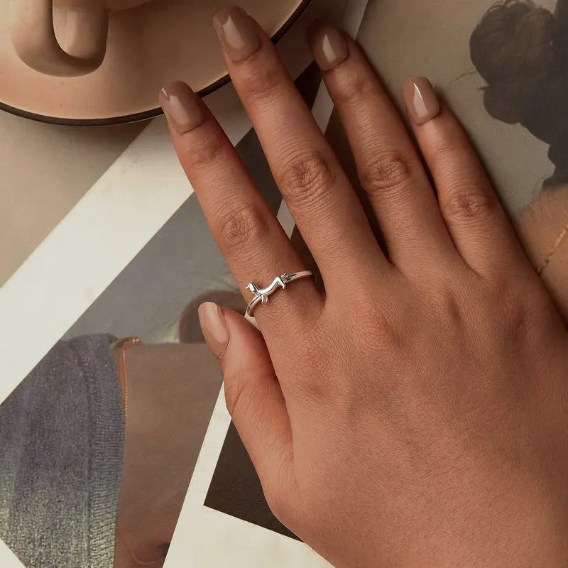 Bague Chien Teckel en Argent 925