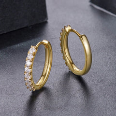 Créoles Rondes Moissanite Plaqué Or 18K en Argent 925