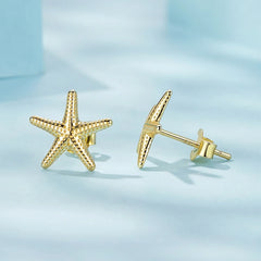 Boucles d'Oreilles Puces Petite Étoile de Mer en Argent 925