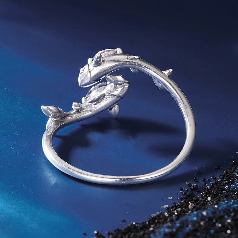 Bague Ajustable Signe Poissons en Argent 925