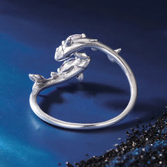 Bague Ajustable Signe Poissons en Argent 925