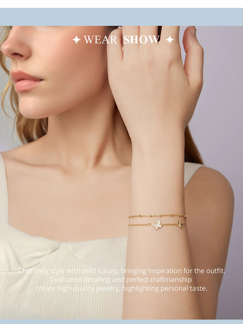 Bracelet Papillon Double Rang en Argent 925