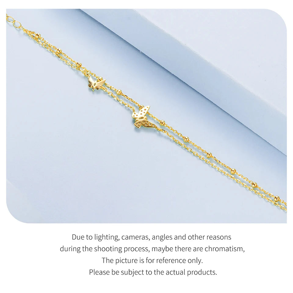 Bracelet Papillon Double Rang en Argent 925