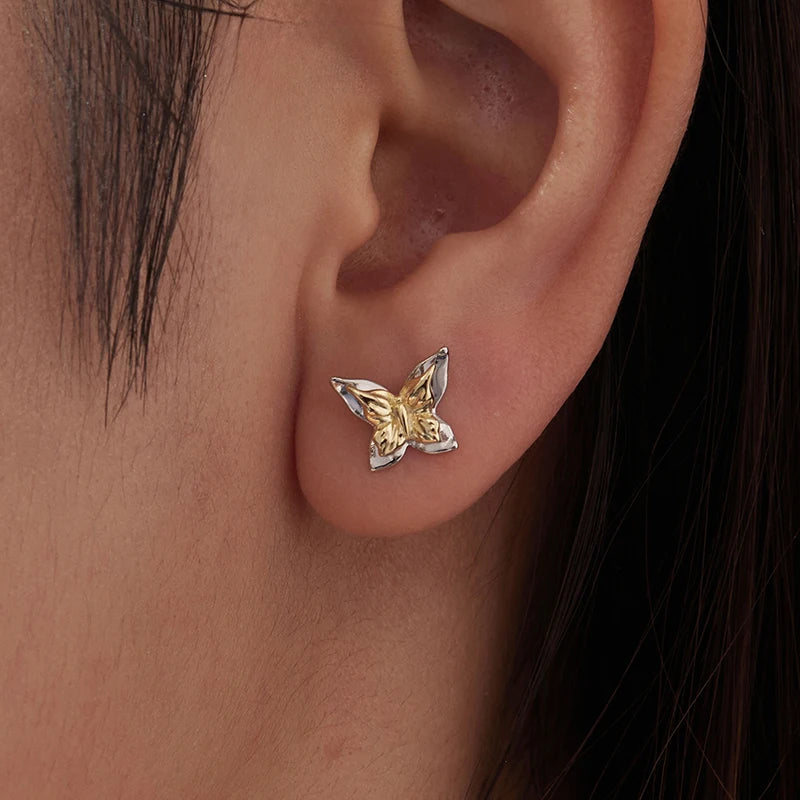 Boucles d'Oreilles Puces Papillon en Argent 925