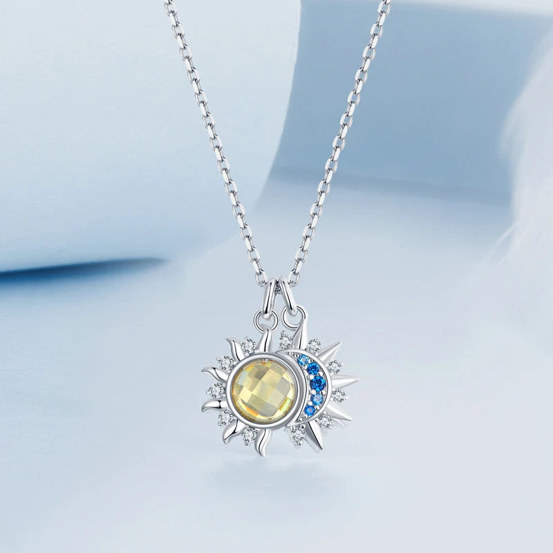 Collier Pendentif Soleil et Lune en Argent 925