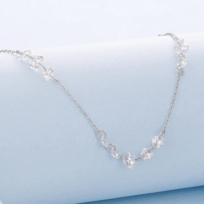 Collier Pendentif Zircon Dansant en Argent 925