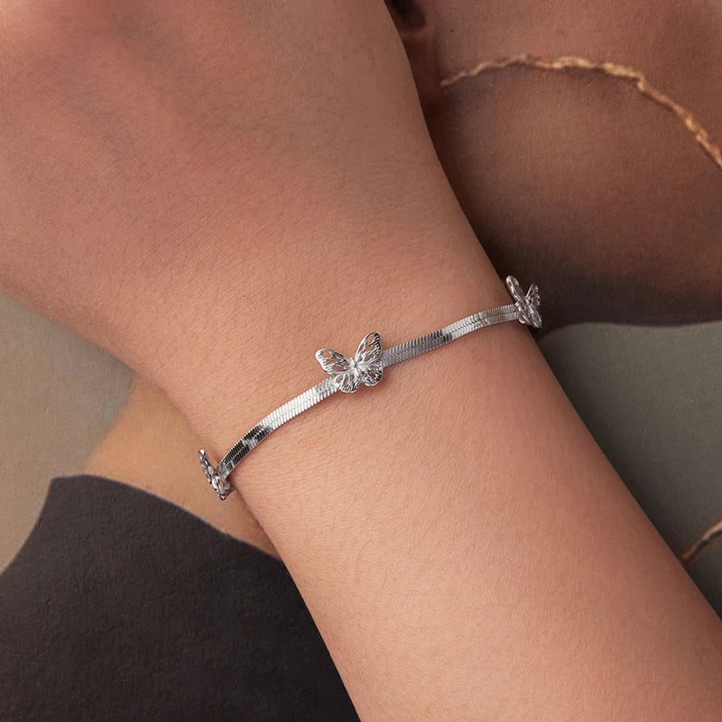 Bracelet à Breloque Papillon en Argent 925