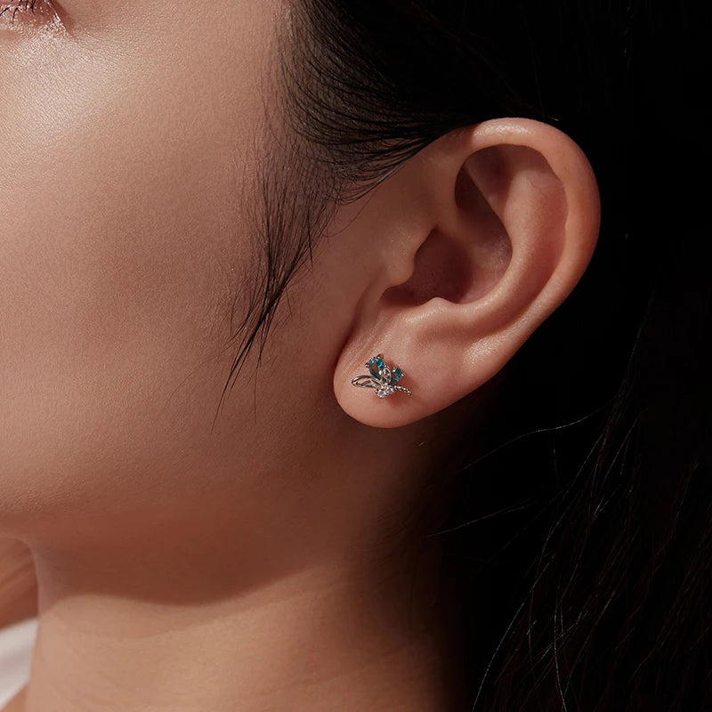 Boucles d'Oreilles Puces Libellule en Argent 925