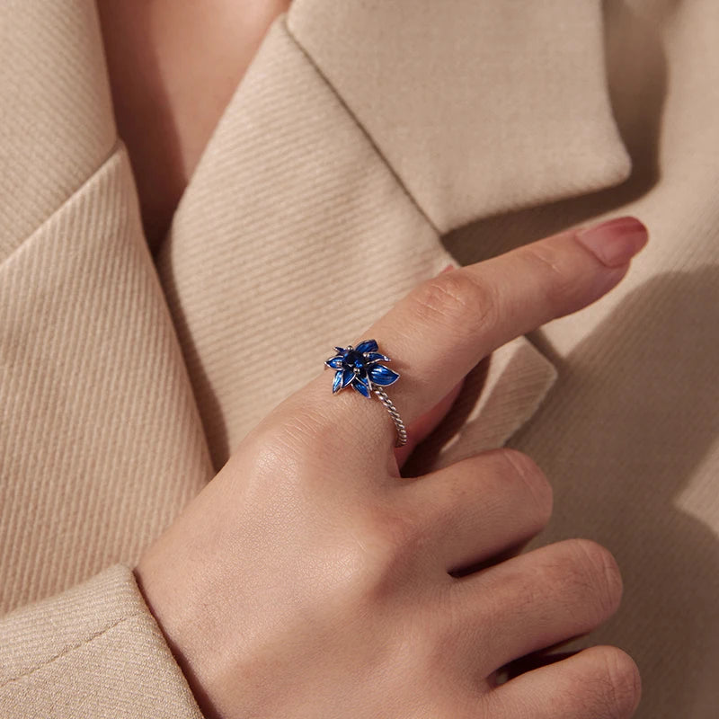 Bague Lotus Bleu en Argent 925